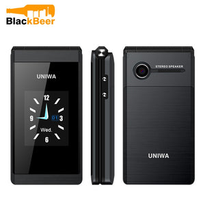 UNIWA X28 X18 Flip GSM CellPhone 1.77,2.8 inch Dual Display Dual SIM Senior Phone Wireless Bluetooth FM Mobile Phone for elderly