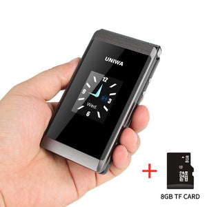 UNIWA X28 X18 Flip GSM CellPhone 1.77,2.8 inch Dual Display Dual SIM Senior Phone Wireless Bluetooth FM Mobile Phone for elderly