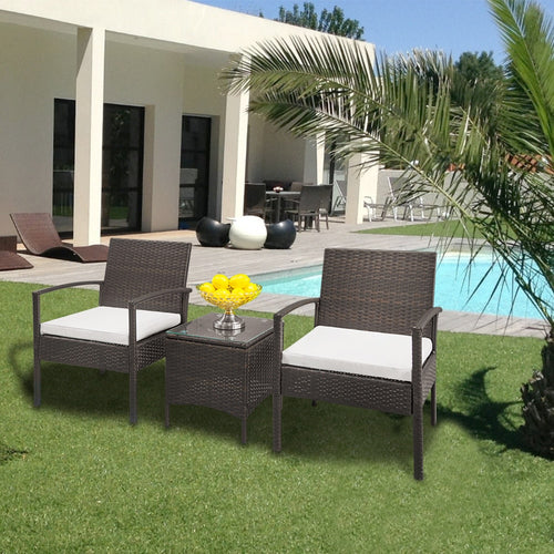 PE Rattan Sofa Set Couch Steel Frame Living Room Balcony Outdoor Garden Cushion Freestanding Sofas Beach Furniture