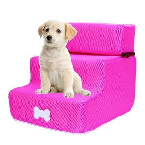 Pet Dog Stairs 3 Steps Ladder Small Dog House For Puppy Cat Pet Stairs Anti-slip Removable Puppy Dogs Bed Stairs Pet Supplies