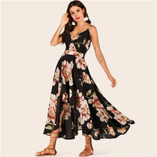 Load image into Gallery viewer, SHEIN Print Tulip Hem Surplice Sexy Cami Dress Boho Spaghetti Strap Slip Women Dresses Sleeveless Summer High Waist Dresses