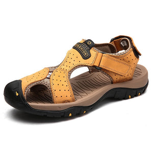 UEXIA Male Shoes Genuine Leather Men Sandals Summer Men Shoes Beach Fashion Outdoor Casual Non-slip Sneakers Footwear Size 48