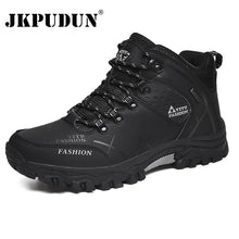 Load image into Gallery viewer, Winter Leather Ankle Boots Men Casual Shoes Outdoor Waterproof Work Tooling Mens Hiking Boots Sneakers Warm Military Snow Boots