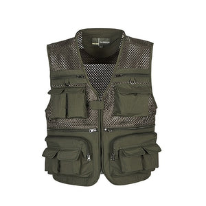 Outdoor Fishing Vests Quick Dry Breathable Multi Pocket Mesh Jackets Photography Hiking Vest Army green fish Vest 2018 New