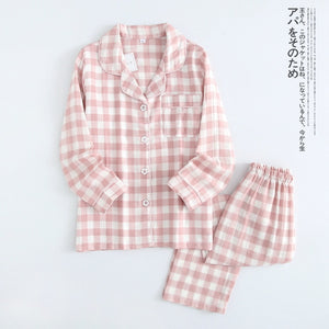 pajamas women 100% gauze cotton long sleeve casual