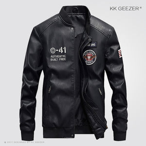 Leather Jacket Men Bomber