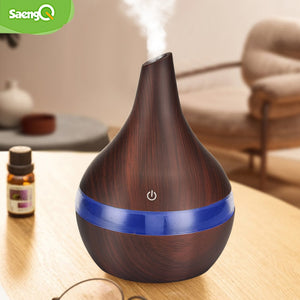 saengQ Humidifier Electric Aroma Air Diffuser Wood Ultrasonic Air Humidifier Essential Oil Aromatherapy Cool Mist Maker For Home