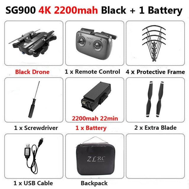 SG900 Foldable Wifi RC Drone 4K With Camera HD Dual  50X Follow Me Quadrocopter Professional Drone Long Battery Life Toy For Kid