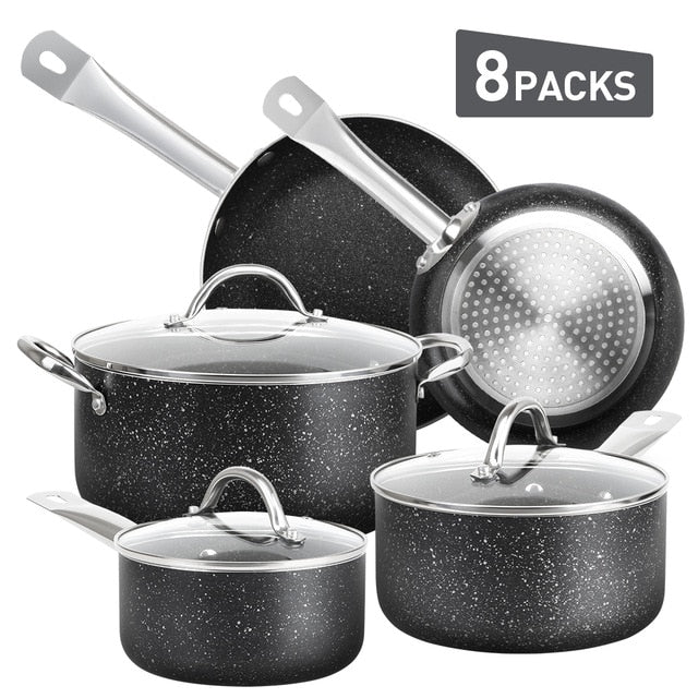 pots and pans 8 Piece Black