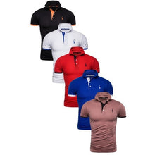 Load image into Gallery viewer, Set Polo Men Solid Slim Fit Short Sleeve Patchwork Cotton Polo Shirt Men Fashion Streetwear