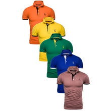 Load image into Gallery viewer, Set Polo Men Solid Slim Fit Short Sleeve Patchwork Cotton Polo Shirt Men Fashion Streetwear