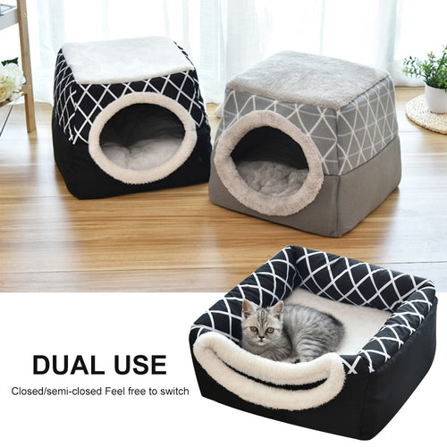 Pet Cat Dog Nest Dual Use Warm Soft Sleeping Bed Pad For Pet Non-slip Breathable Cat House Dog Sleeping Mat Blanket L/XL