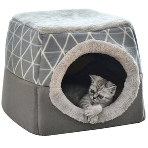 Pet Cat Dog Nest Dual Use Warm Soft Sleeping Bed Pad For Pet Non-slip Breathable Cat House Dog Sleeping Mat Blanket L/XL