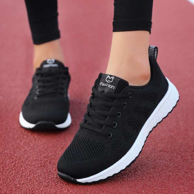 Women Shoes Flats Fashion Casual Ladies Shoes Woman Lace-Up Mesh Breathable Female Sneakers Zapatillas Mujer