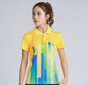 New Women's Tennis T Shirts , Female Quick Dry Badminton Kit , Girl Sportwear Clothes Yellow Table Jerseys , Running Shirt