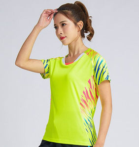 New Women's Tennis T Shirts , Female Quick Dry Badminton Kit , Girl Sportwear Clothes Yellow Table Jerseys , Running Shirt