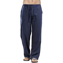 Load image into Gallery viewer, Men Drawstring Cotton Linen Long Pants With Pockets Cargo Pants