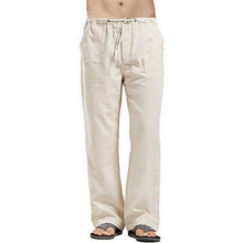 Load image into Gallery viewer, Men Drawstring Cotton Linen Long Pants With Pockets Cargo Pants