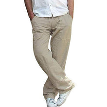 Load image into Gallery viewer, Men Drawstring Cotton Linen Long Pants With Pockets Cargo Pants