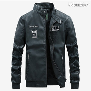 Leather Jacket Men Bomber