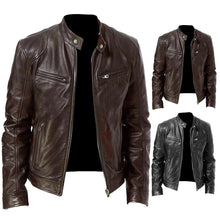 Load image into Gallery viewer, Leather jacket Men Fashion Motorcycle Leather Jacket fit Coat Casual Zipper jacket