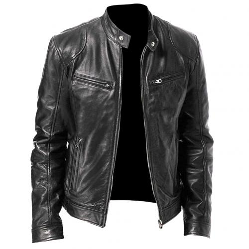 Leather jacket Men Fashion Motorcycle Leather Jacket fit Coat Casual Zipper jacket