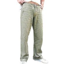 Load image into Gallery viewer, Men Drawstring Cotton Linen Long Pants With Pockets Cargo Pants