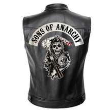 Load image into Gallery viewer, Sons of Anarchy Leather Jacket Vest Men Motorcycle Spring Jackets SOA Punk Black Motorrad Gilet