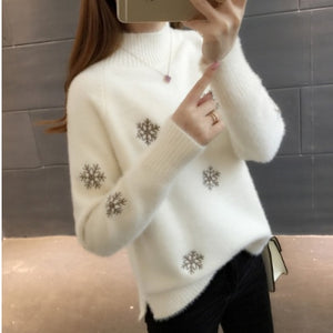 Warm Wool  Sweaters Women Pullover  Winter Pattern High quality Casual Soft Mohair Snowflak Autumn Thick Fashion knitted Fall