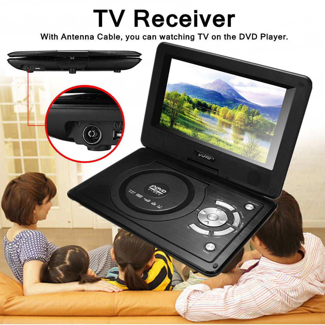 DVD Player Portable USB2.0 SD Adjust Game Remote Control 270 Rotation Screen Function