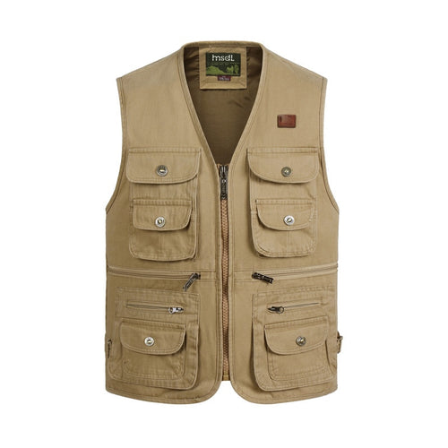 Outdoor Fishing Vests Waistcoat Sleeveless Zipper Fishing Jacket Multi-pockets Hunting Hiking Climbing Vest For Carp Fishing