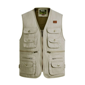 Outdoor Fishing Vests Waistcoat Sleeveless Zipper Fishing Jacket Multi-pockets Hunting Hiking Climbing Vest For Carp Fishing