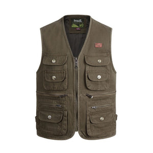 Outdoor Fishing Vests Waistcoat Sleeveless Zipper Fishing Jacket Multi-pockets Hunting Hiking Climbing Vest For Carp Fishing