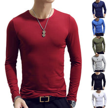 Load image into Gallery viewer, Spring Men T-Shirts Long Sleeve O-Neck Casual Fitness Jogging Solid Fashion Tee Basic Running Homme Top Clothing