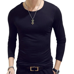 Spring Men T-Shirts Long Sleeve O-Neck Casual Fitness Jogging Solid Fashion Tee Basic Running Homme Top Clothing