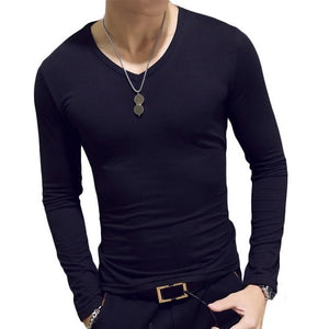 Spring Men T-Shirts Long Sleeve O-Neck Casual Fitness Jogging Solid Fashion Tee Basic Running Homme Top Clothing