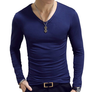 Spring Men T-Shirts Long Sleeve O-Neck Casual Fitness Jogging Solid Fashion Tee Basic Running Homme Top Clothing