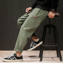 Load image into Gallery viewer, Dropshipping Male Sweatpants Joggers Autumn Japanese Mens Linen Losse Sweatpants Men Solid Harajuku Streetwear Harem Pants