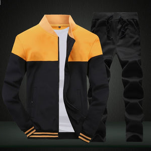 2019 New Men Sets Fashion Sporting Suit Brand Patchwork Zipper Sweatshirt +Sweatpants Mens Clothing 2 Pieces Sets Slim Tracksuit