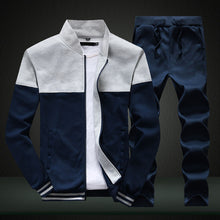 Load image into Gallery viewer, 2019 New Men Sets Fashion Sporting Suit Brand Patchwork Zipper Sweatshirt +Sweatpants Mens Clothing 2 Pieces Sets Slim Tracksuit