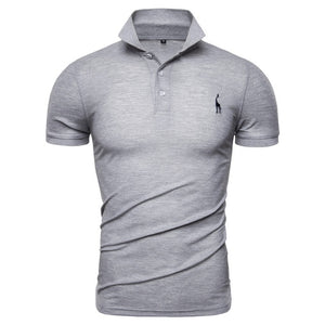 Negizber novo homem polo camisa dos homens casual veados bordado algodão polo camisa masculina de manga curta alta quantidade