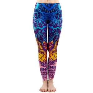 Brands Women Fashion Legging Aztec Round Ombre Printing leggins Slim High Waist  Leggings Woman Pants