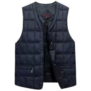 Winter Dresses Men White Duck Down Causal Vest Ultra Light Male Thick Sleeveless Down Jacket Men Warm Vest L-5XL Plus Size