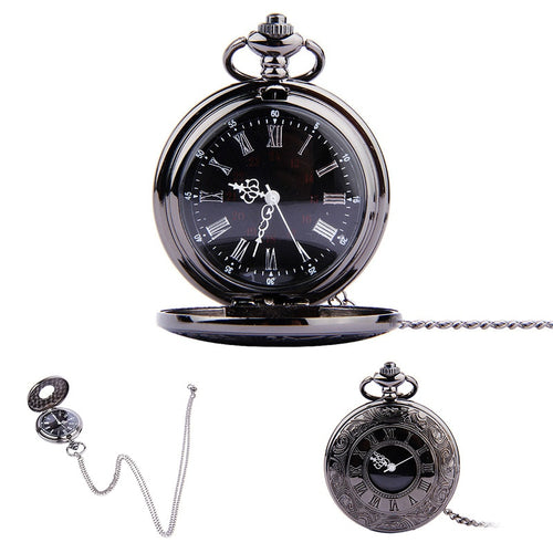 Vintage Roman Numerals Quartz Fob Pocket Watch With Chain Antique Jewelry Pendant Necklace Gifts LXH