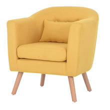 Load image into Gallery viewer, Armchair Single Couch Linen Upholstery and Wooden Legs