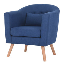 Load image into Gallery viewer, Armchair Single Couch Linen Upholstery and Wooden Legs