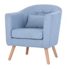 Load image into Gallery viewer, Armchair Single Couch Linen Upholstery and Wooden Legs