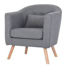 Load image into Gallery viewer, Armchair Single Couch Linen Upholstery and Wooden Legs