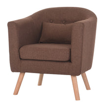 Load image into Gallery viewer, Armchair Single Couch Linen Upholstery and Wooden Legs