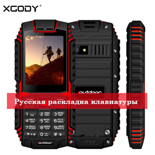 XGODY ioutdoor T1 2G Feature Phone IP68 Shockproof cep telefonu 2.4''128M+32M GSM 2MP Back Camera FM Telefon Celular 2G 2100mAh